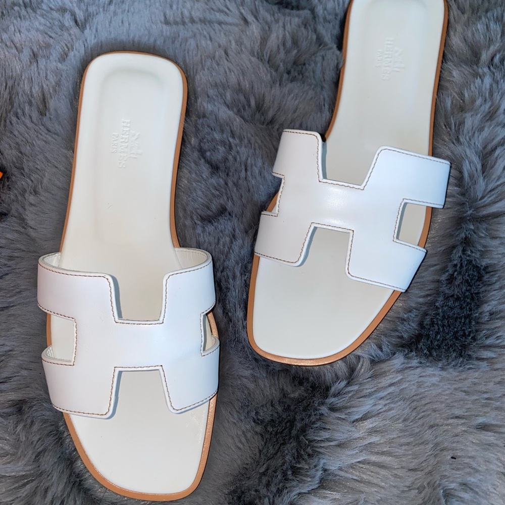 Hermes Oran Sandals (white)